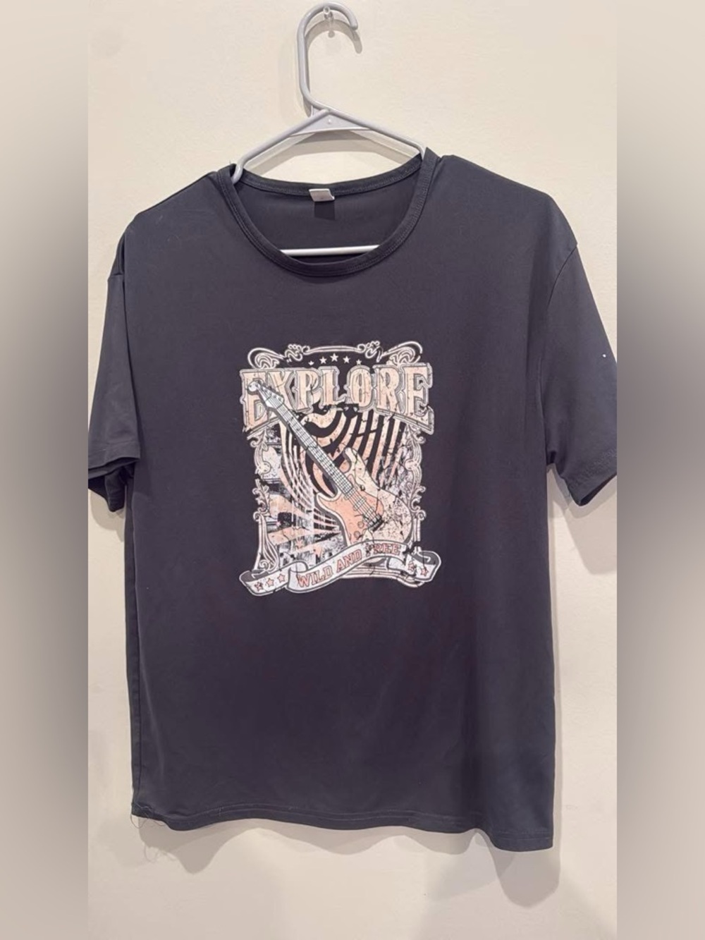 SHEIN Black Graphic 'Explore' Short Sleeve Tee